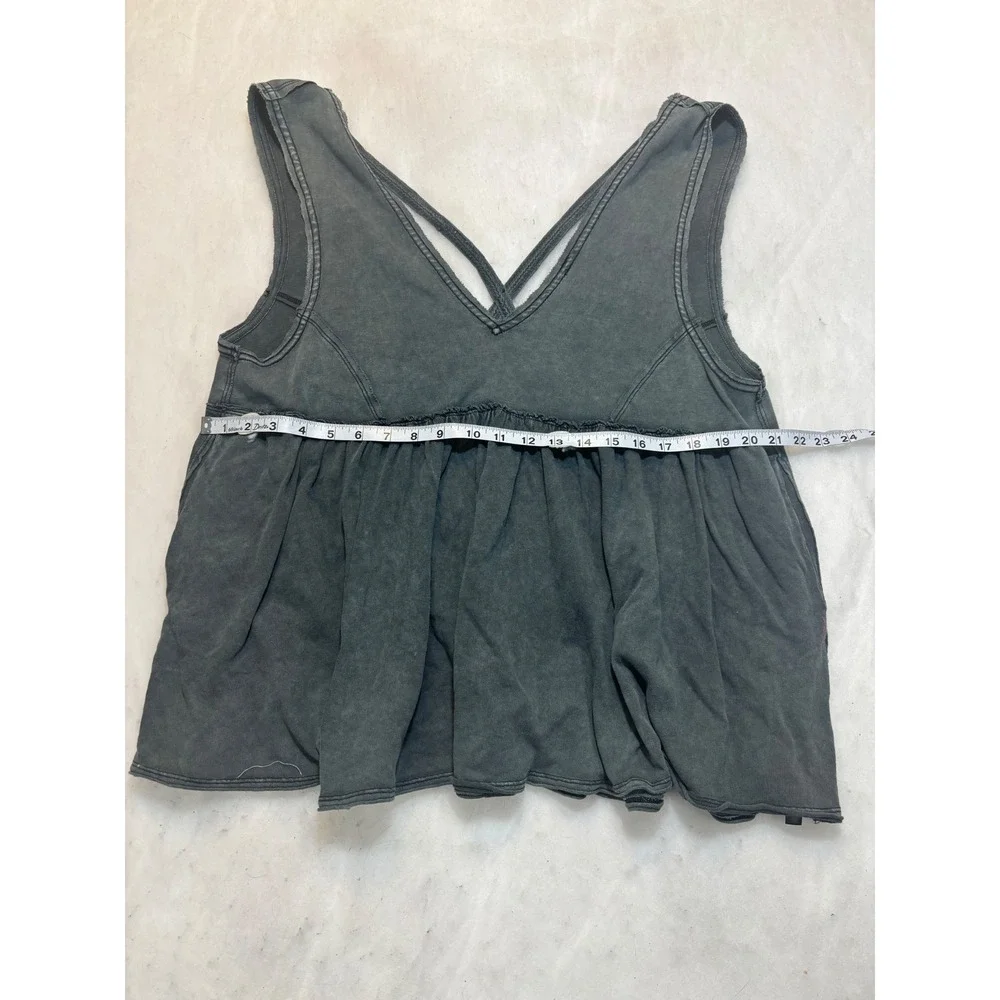 FP Movement Free People Charcoal Gray Mineral Wash Babydoll Tank Top Size xxl - Picture 4 of 8
